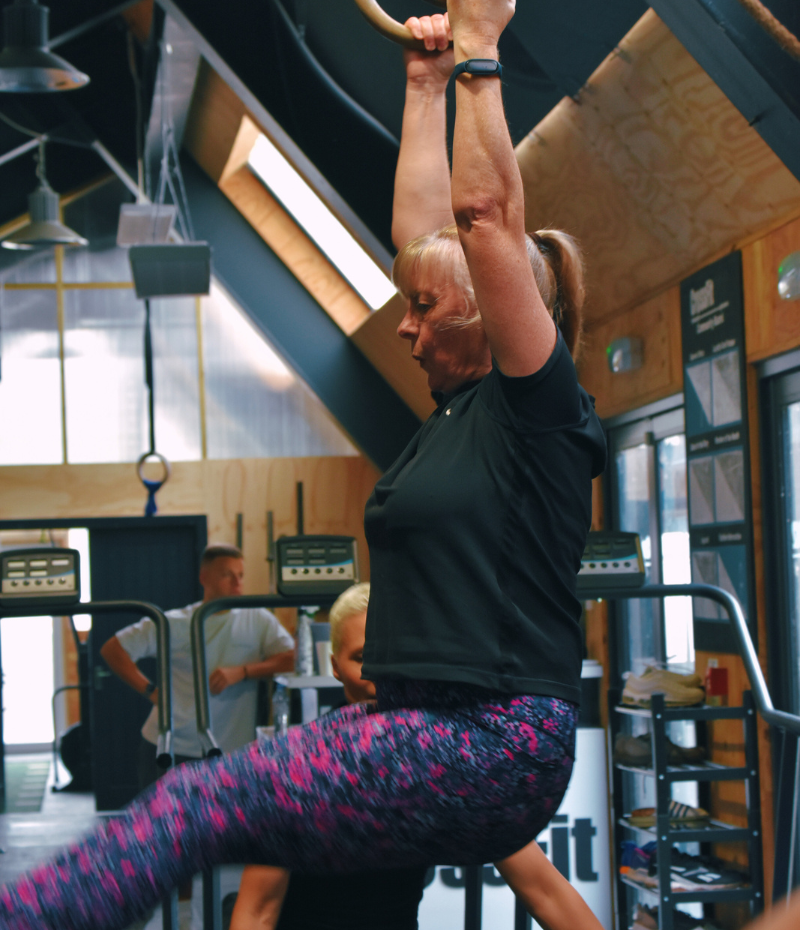 Masters at The Fitness Studio Esher, swinging from rings